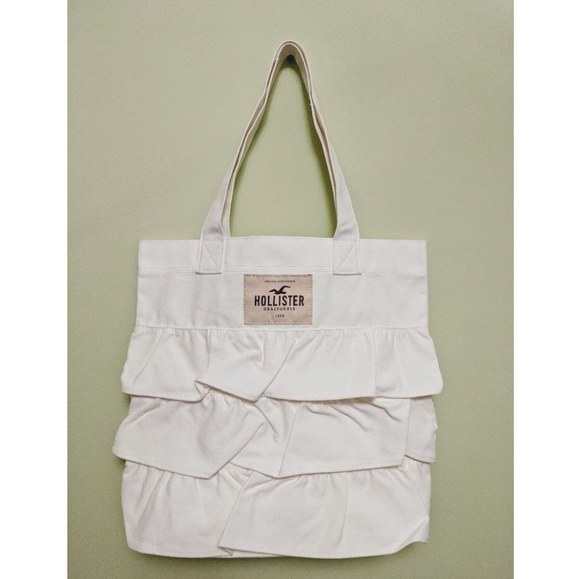 Hollister White Cotton Tote Bag - NWOT *Cute!* - Picture 1 of 5